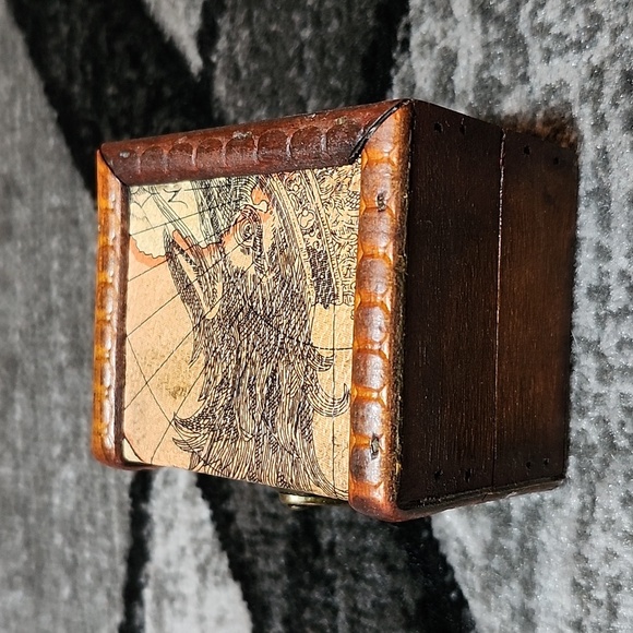 RETRO DISPLAY ORGANIZER STORAGE JEWELRY EAGLE SMALL WOODEN TREASURE BOX - Picture 4 of 12